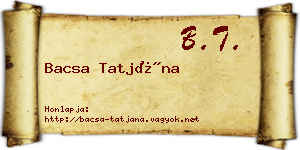 Bacsa Tatjána névjegykártya